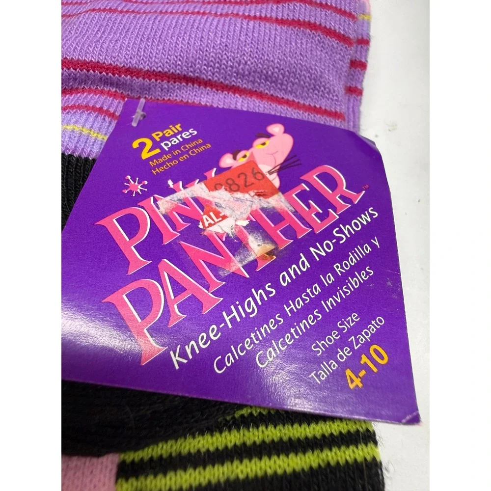 Pink Panther & Peanuts Snoopy Sock Bundle 3 Pairs Knee High & No Show Size 4-10